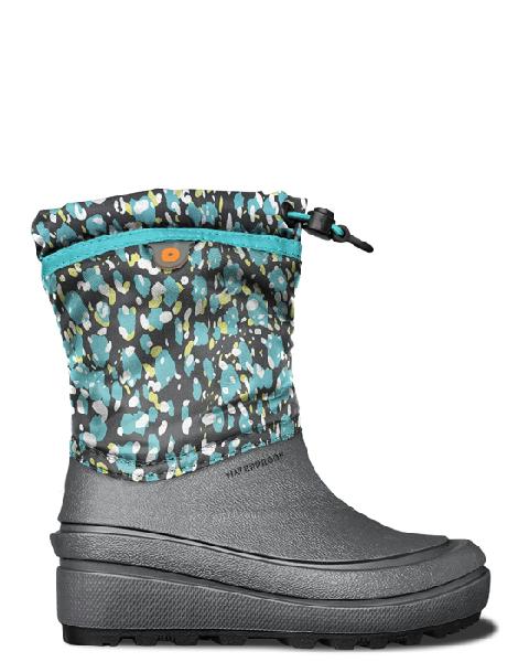 Little Girl Bogs Snow Shell Animal Grey in Dark Grey Multi
