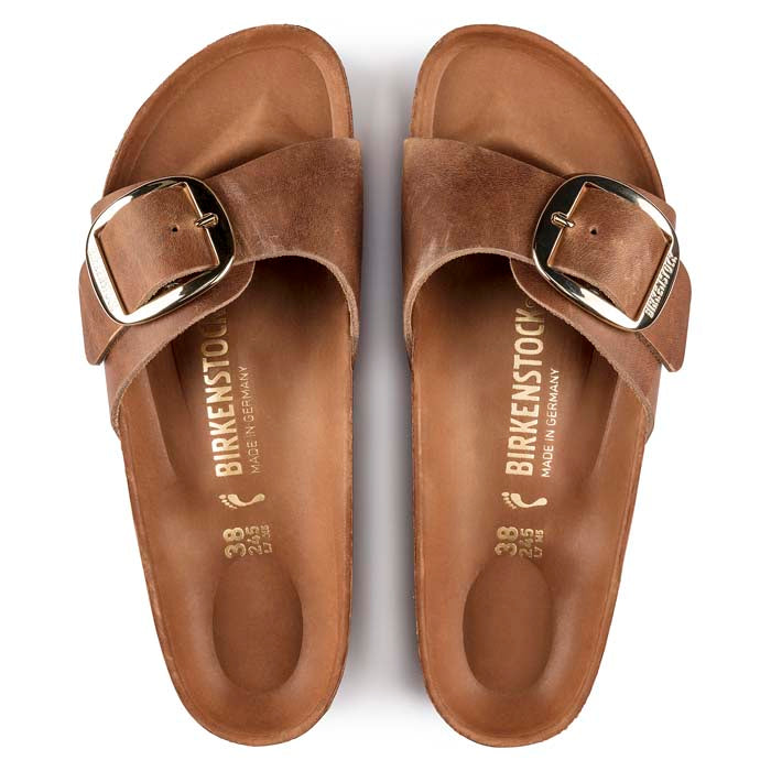 Womens Birkenstock Madrid Big Buckle in Cognac Lucky Shoes