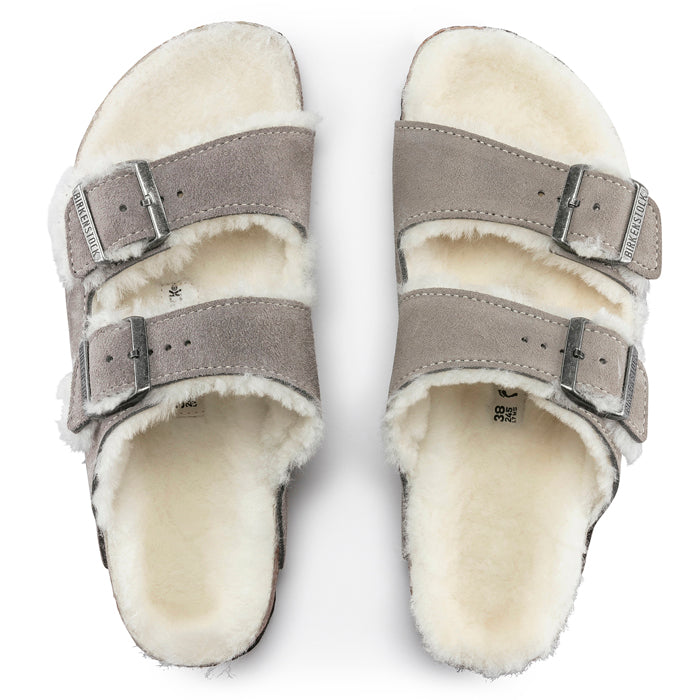 Birkenstock-Arizona Shearling-Stone Coin – Lucky Shoes
