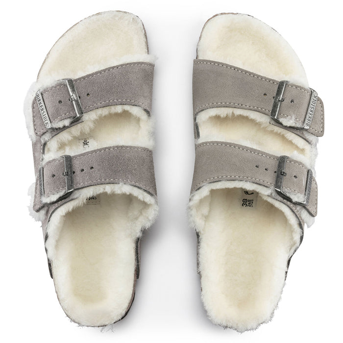 Birkenstock-Arizona Shearling-Stone Coin – Lucky Shoes