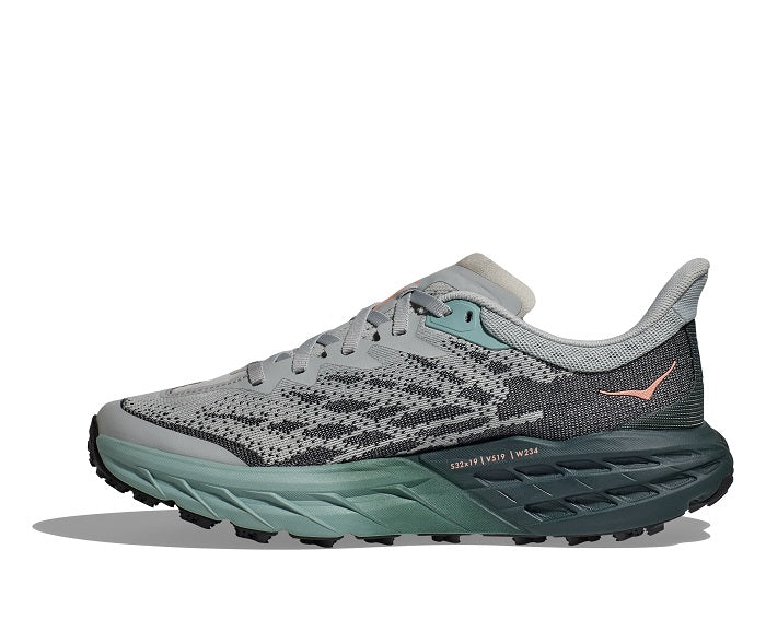 Womens Hoka Speedgoat 5 Wide in Harbor Mist/Spruce – Lucky Shoes