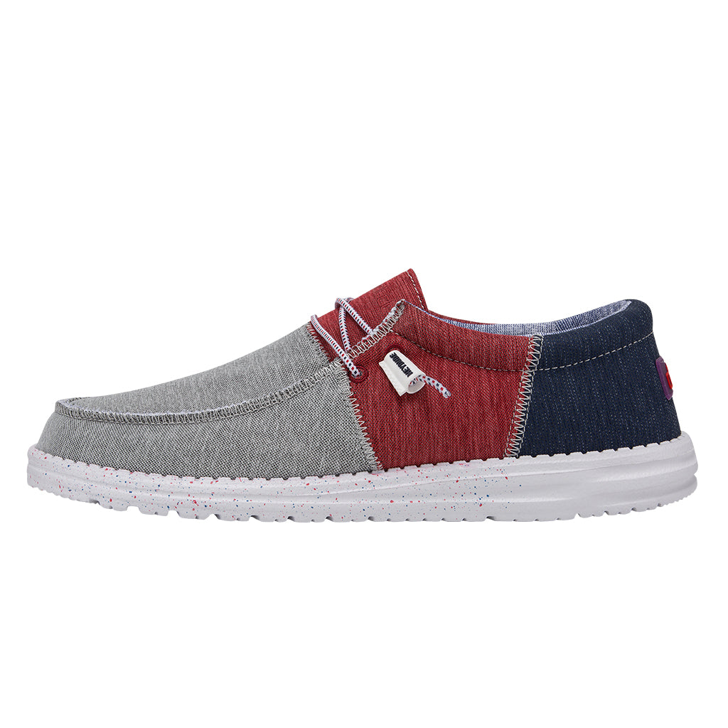 Men's Hey Dude Wally Sox Tri Fans in Red/White/Blue left side view