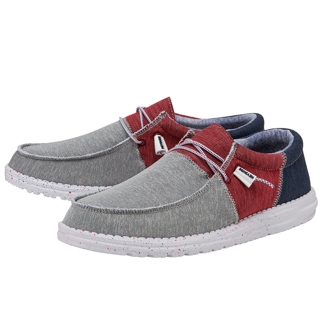 Mens red white and sales blue sneakers