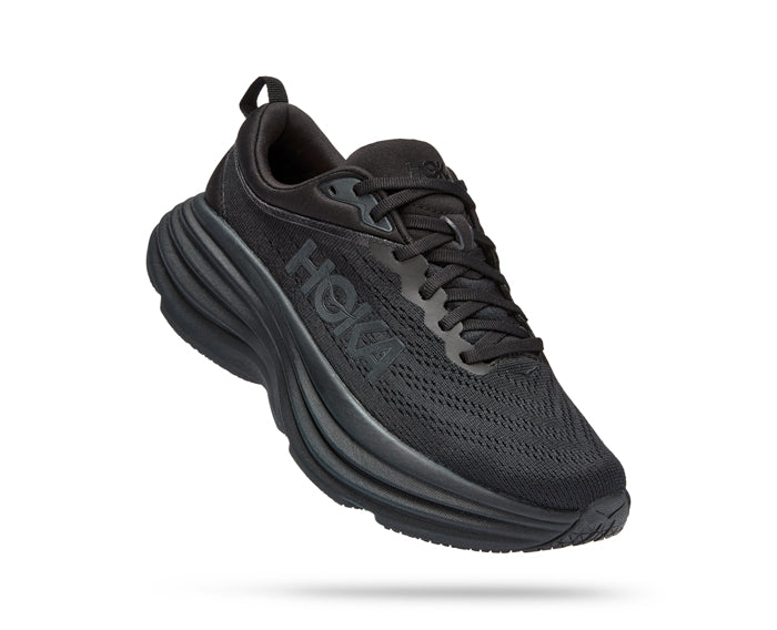 Womens Hoka Bondi 8 Wide in Black/Black