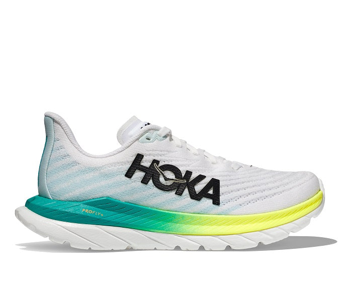 Womens Hoka Mach 5 Wide in White/Blue Glass – Lucky Shoes