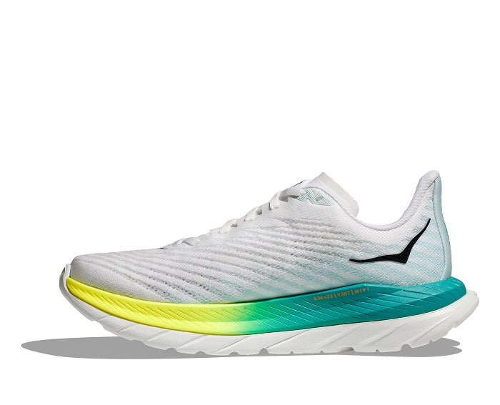 Womens Hoka Mach 5 Wide in White/Blue Glass – Lucky Shoes