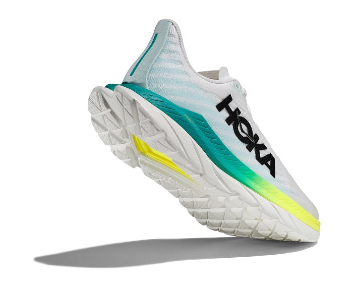 Womens Hoka Mach 5 Wide in White/Blue Glass – Lucky Shoes