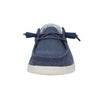 Women's Hey Dude Wendy Chambray in Navy White, right shoe front view