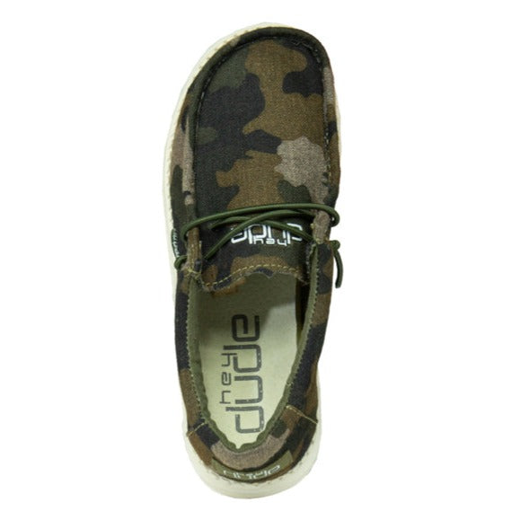 Big Boy Hey Dude Wally Slip On Loafer in Linen Camo, top view of left shoe