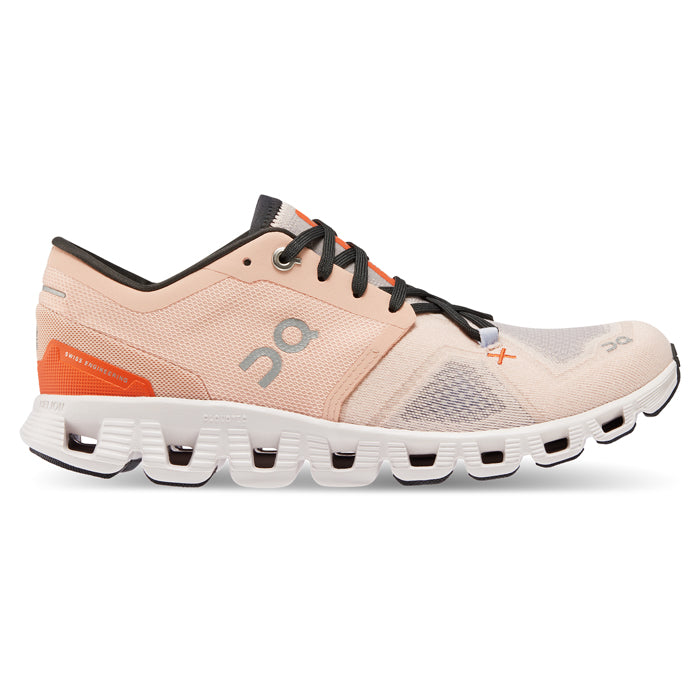 Womens On Running Cloud X 3 in Rose Sand Lucky Shoes