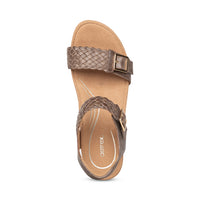 Aetrex Grace Adjustable Woven Wedge Sandal Taupe