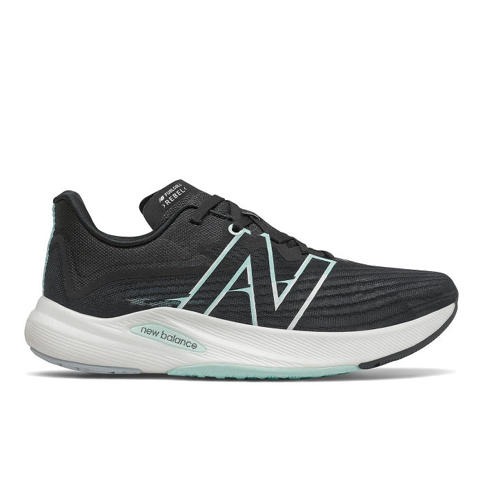 Womens New Balance FuelCell Rebel v2 in Black/White/Mint